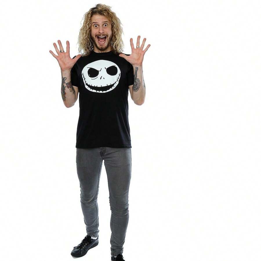 Nightmare Before Christmas Mens  Cotton T-Shirt (Black) - Black - View 1
