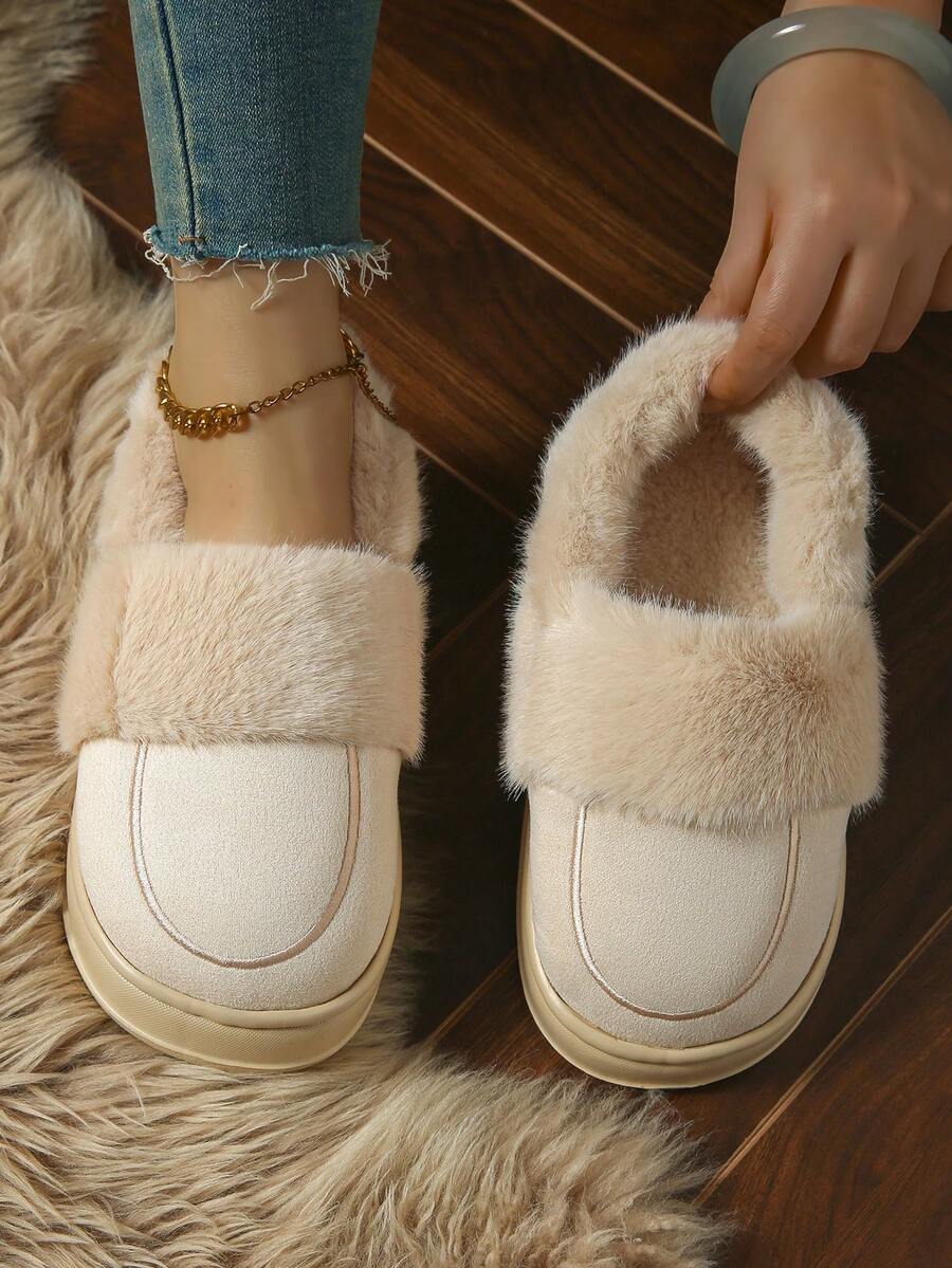 Slippers For Women/Men, Thick Fur Lining, Indoor Home Slip-Resistant Warm Plush Sole, Suitable For Winter Outdoor Wear
