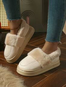 Slippers For Women/Men, Thick Fur Lining, Indoor Home Slip-Resistant Warm Plush Sole, Suitable For Winter Outdoor Wear