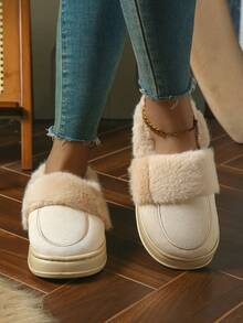 Slippers For Women/Men, Thick Fur Lining, Indoor Home Slip-Resistant Warm Plush Sole, Suitable For Winter Outdoor Wear