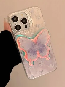 2000 年代时尚 1 件紫色蝴蝶支架手机壳,优雅纱网梦幻设计,兼容 16/15/14/13/12/11 系列防水防震防摔防刮 - 彩色 - 查看 6