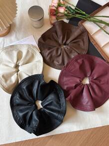 1pc Vintage Large Brim Leather Hair Scrunchie, High-End Simple Fashion New Design 2024 Scrunchies Hair Ties Scrunchy Hair Ties
