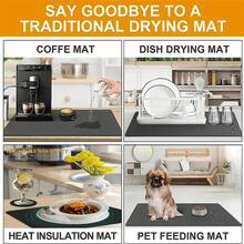 1 cái, Thảm làm khô khay, Thảm thoát nước bằng vải công nghệ Diatomal mềm hình học, Tấm lót máy pha cà phê siêu thấm chống trượt, Thảm trải bàn, Trang trí bàn ngoài trời, Thảm thoát nước, Đồ dùng nhà bếp gia dụng - Nhiều màu - Xem 3