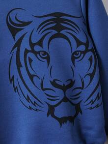 Boys' Tiger Print Sweatsuit Set, Autumn/Winter - Blue - View 4