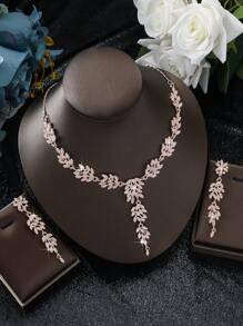 Luxury Rhinestone Fringe Bridal Necklace Earrings Set, Sexy Alloy Jewelry With Sparkling Rhinestones For Parties And Holidays, Thanksgiving Elegant Accessories For Women - Two-Piece Set