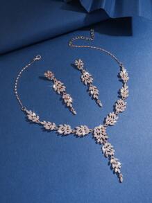Luxury Rhinestone Fringe Bridal Necklace Earrings Set, Sexy Alloy Jewelry With Sparkling Rhinestones For Parties And Holidays, Thanksgiving Elegant Accessories For Women - Two-Piece Set