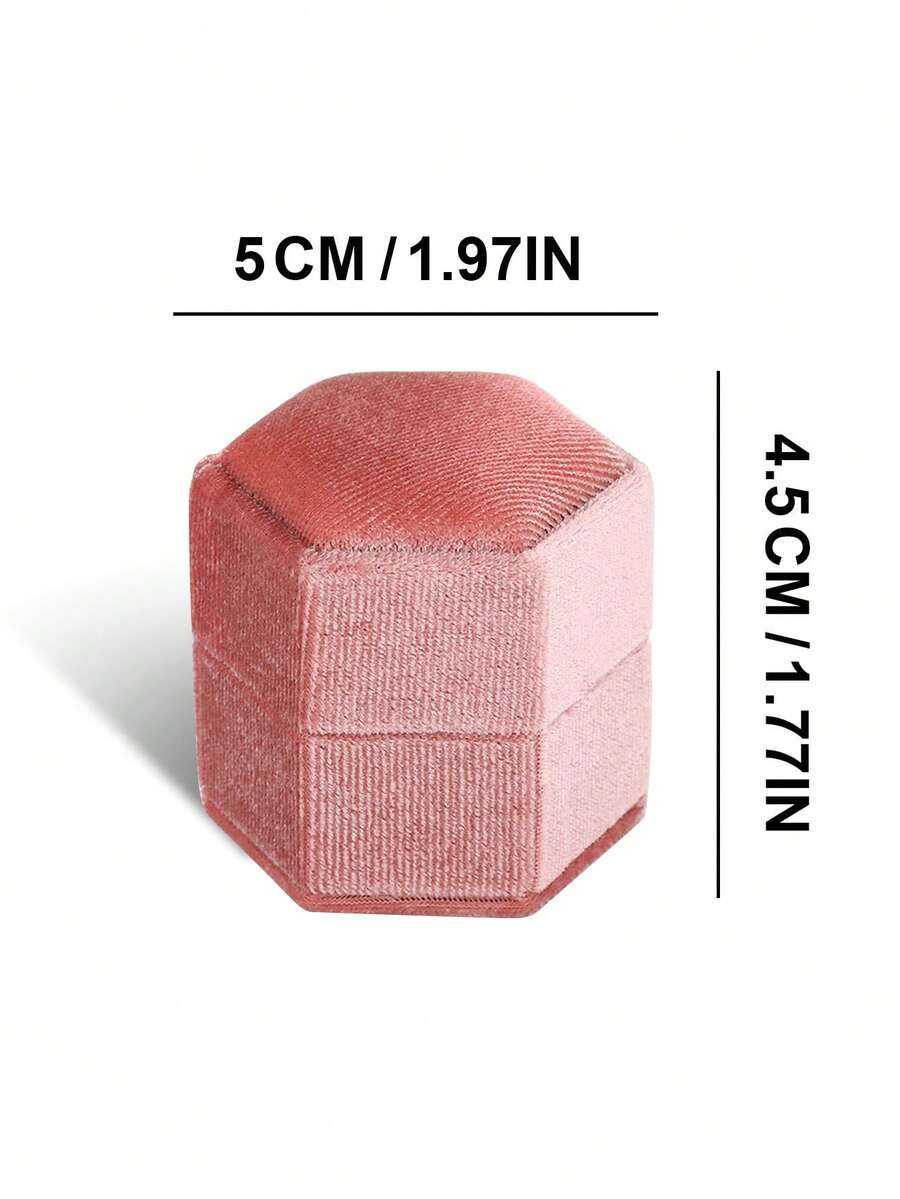 Velvet Ring Box Vintage Hexagon Premium Jewelry Display Holder Gift