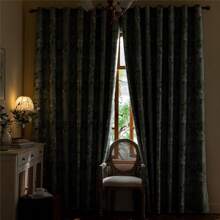 2pcs/Set Rose Flower Printed Blackout Window Curtain With Metal Grommets