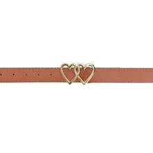 Kit Of 4 Women's Belts Synthetic Leather 1.10 Cm Heart Buckle Gold Colors Elegant - 焦糖-粉紅色-橘色-丁香色 - 查看 3