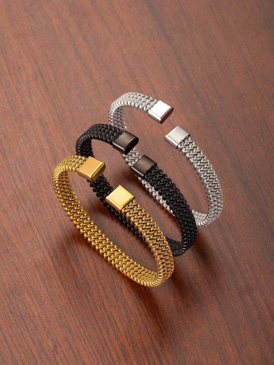 1 chiếc vòng tay cáp thép không gỉ tối giản dành cho nam, có thể xếp chồng lên nhau, thích hợp để đeo hàng ngày - vòng đeo tay - Xem 1