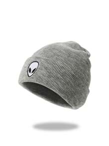 1 件冬季保暖男士刺绣外星人针织帽，寒冷天气滑雪帽冬季帽子无檐帽秋季服装 - 外星人 - 查看 18