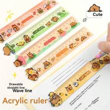 Righello in acrilico a forma di capibara: cartoleria scolastica carina, 18cm / 7,09 pollici, linee ondulate, righello diritto, forniture per ufficio, strumenti matematici, ritorno a scuola - kapibala - Visualizzare 2