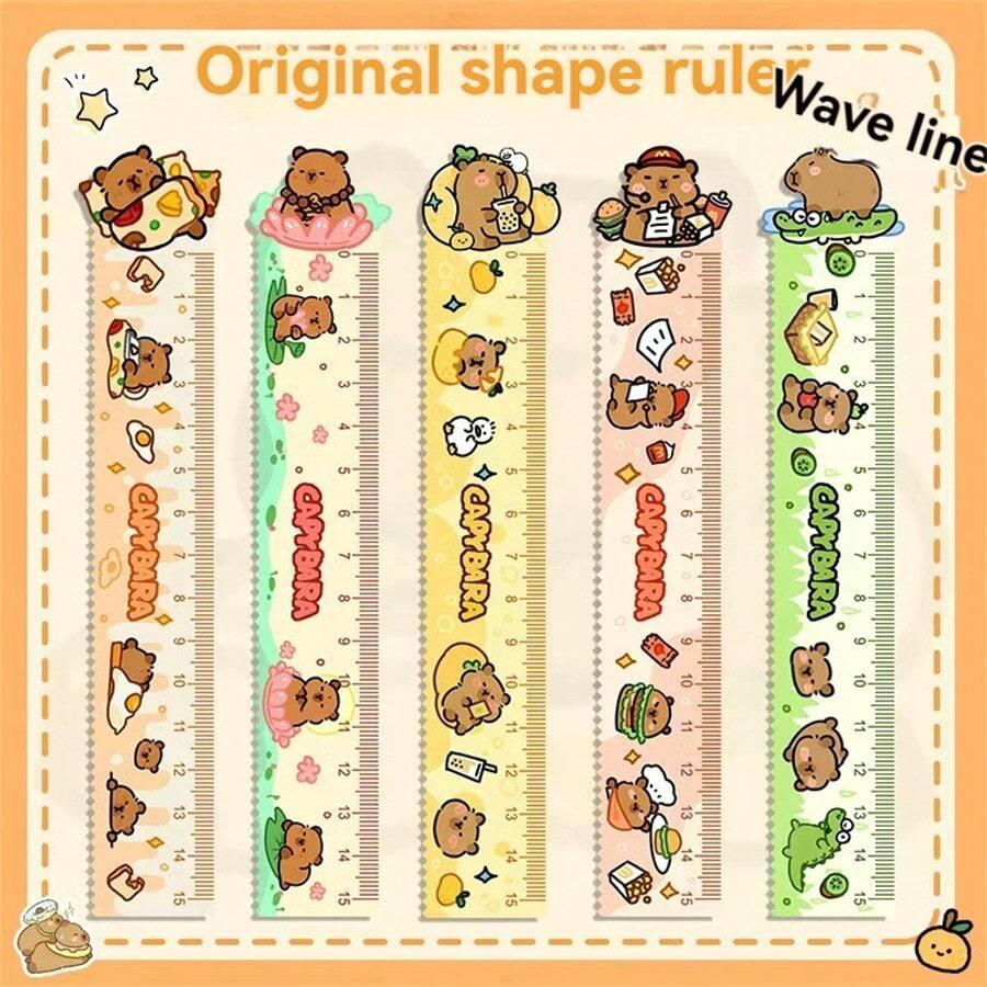 Righello in acrilico a forma di capibara: cartoleria scolastica carina, 18cm / 7,09 pollici, linee ondulate, righello diritto, forniture per ufficio, strumenti matematici, ritorno a scuola - kapibala - Visualizzare 1