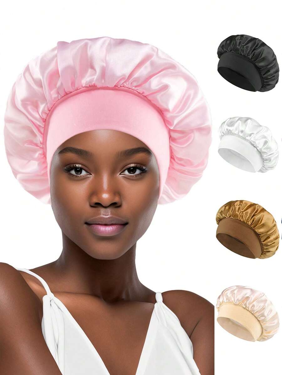 2 chiếc mũ tắm gội đầu vành rộng co giãn màu ngẫu nhiên cho nữ - Nhiều màu - Xem 1