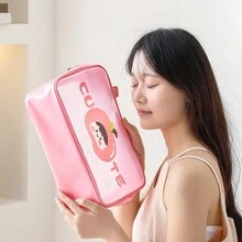 1 件化妆包洗漱包水果图案收纳包大容量旅行化妆品收纳包数据线收纳洗漱包，可爱化妆包送给朋友的绝佳礼物 - 粉色 - 查看 8
