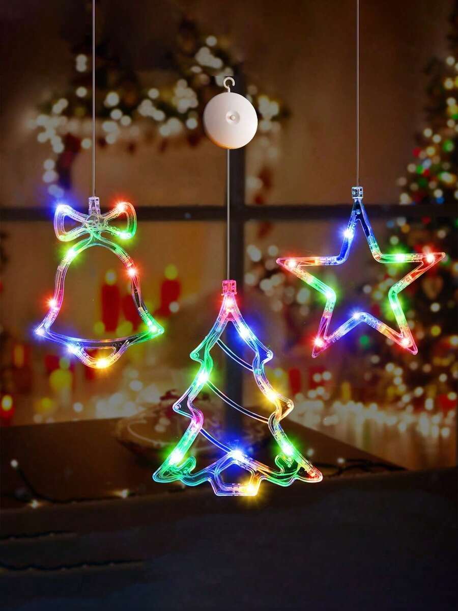 1pc-Christmas Window Lights,Christmas Decoration LED Suction Cup Light,Christmas Star,Christmas Bell,Christmas Tree,Christmas Decorations Indoor,Christmas Window Decorations,LED Christmas Decoration Light,Battery Powered Indoor Outdoor Decoration,Christmas Window Light Decoration, Christmas Tree Decorative Lights,Christmas Party,Party Decor,Home Decoration(Excluding Batteries)