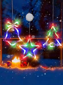 1pc-Christmas Window Lights,Christmas Decoration LED Suction Cup Light,Christmas Star,Christmas Bell,Christmas Tree,Christmas Decorations Indoor,Christmas Window Decorations,LED Christmas Decoration Light,Battery Powered Indoor Outdoor Decoration,Christmas Window Light Decoration, Christmas Tree Decorative Lights,Christmas Party,Party Decor,Home Decoration(Excluding Batteries)