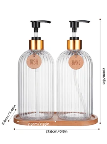 GAONLY 2Pcs 16 Oz Soap Dispenser With Bamboo Pump, Refillable Hand Soap Dispenser With Vertical Stripe, Premium Bathroom Soap Dispenser For Kitchen & Bathroom.Halloween Christmas Gift Home Bathroom Decor Fall Decor Back To School - Clear - View 4
