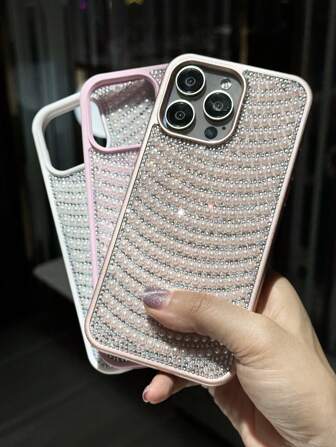 1 件 Blingbling 3D 珍珠闪耀钻石华丽手机壳节日派对时尚条纹全包防摔手机后盖兼容苹果系列 iPhone 11 12 13 14 15 Plus 16 Pro Max