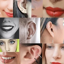 2Pcs 20G Unisex Thin Fake Septum Nose Ring Hoop,18G 16G Fashion G23 Titanium Hypoallergenic Labret Fake Lip Ring ﻿18K Gold Plated Cartilage Earrings Hoop Tragus Daith Helix Rook Conch Earring Women And Men Body Pierecing Jewelry