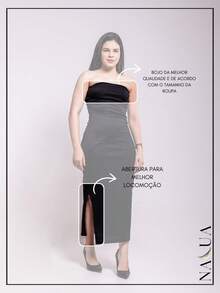 KIT 2 Long Strapless Sheath Dresses In Ribbed Fabric With Slit From P To GG With Padding And Elastic At The Back - màu đen - Xem 9