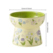 陶瓷高脚猫碗、狗食碗、饮水碗，保护宠物脖子 - 綠色 - 查看 3