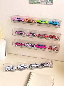1 件多用途玩具车架，透明色，无需钻孔，方便存储，壁挂式装饰，适合存放各种玩具样式，适用于客厅墙壁、宿舍、玩具店
