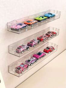 1 件多用途玩具车架，透明色，无需钻孔，方便存储，壁挂式装饰，适合存放各种玩具样式，适用于客厅墙壁、宿舍、玩具店