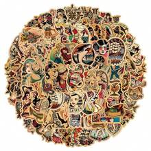 100 件复古风格水手可爱趣味贴纸乙烯基防水贴纸装饰贴纸适用于水瓶、电脑、笔记本、行李箱、手机、笔记本电脑自行车滑板 - 彩色 - 查看 1