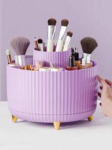 1个360°旋转化妆刷收纳架，化妆品收纳整理器，可收纳眼影、口红和化妆刷，适用于房间、家居、卧室、浴室、办公桌，可作配件、趣味礼物、珠宝盒、化妆刷收纳袋、化妆刷架、化妆刷架、香水收纳盒、化妆包，女士礼物、圣诞礼物、女士送礼佳品 - 紫色 - 查看 2