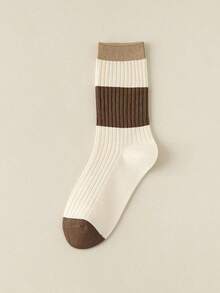 1 đôi tất gân đa năng dài đến giữa bắp chân cho nữ, phong cách đại học cho mùa thu/đông - Nhiều màu - Xem 13