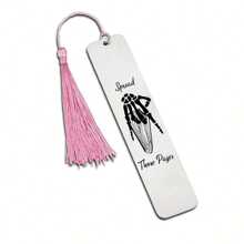 1 件不锈钢趣味书签黑色流苏金属书签艺术风格激光雕刻礼物，适合阅读爱好者、学校用品、返校 - 銀色 - 查看 11