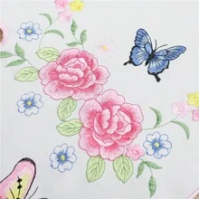 3 PCs, Polyester Embroidered Colorful Butterfly Pattern Fabric Curtain, Hand Hollowing Process, Very Suitable For Home Decoration, Bathroom, Living Room, Bedroom, Kitchen, Wedding, Party Decoration And DIY Projects. - Brown - View 6