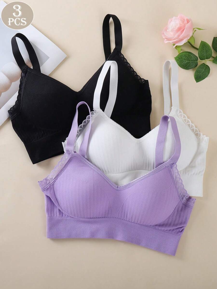 3pcs Women's Bras, Push Up And Anti-Sagging