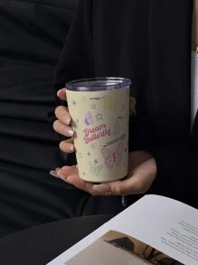 1pc 350ML/11.8OZ Or 280ML/9.47OZ Butterfly Series Vacuum Insulated Stainless Steel Tumbler, Coffee Mug, Cup, Ideal For School Use Or Holiday Gift Water Bottle Back To School