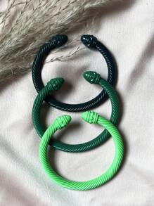 1pc European & American Fashionable Lacquered Twisted Rope Open Bangle Bracelet, Versatile Accessory For All Seasons & Holidays