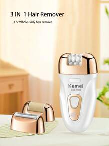 Kemei 新款脱毛器 KM-7102 电动脱毛器 无痛脱毛 女士体毛 腋毛 比基尼私密部位脱毛 女士足部磨毛器 光滑护肤套装 3 合 1 女士圣诞节或新年礼物 - 白色 - 查看 7