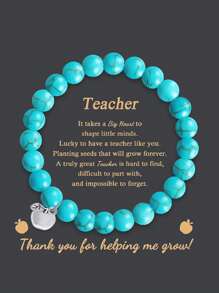 1PC Valentine's Day Gift Teacher, Christmas Gift For Teacher Women, Teacher Appreciation Gifts, Graduation Gifts For Teacher Natural Stone Apple Bracelet Gifts, Beads Bracelets For Teacher's Day, Mom, Mother, Mother's Day, Gift
