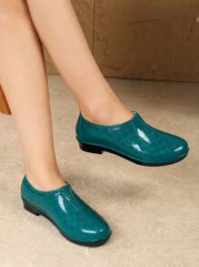 Fesd Ts 女士浅口低帮雨鞋，日式时尚外套保暖内衬保暖雨靴，防滑厨房/工作/户外洗车防水鞋 - 墨綠色 - 查看 5