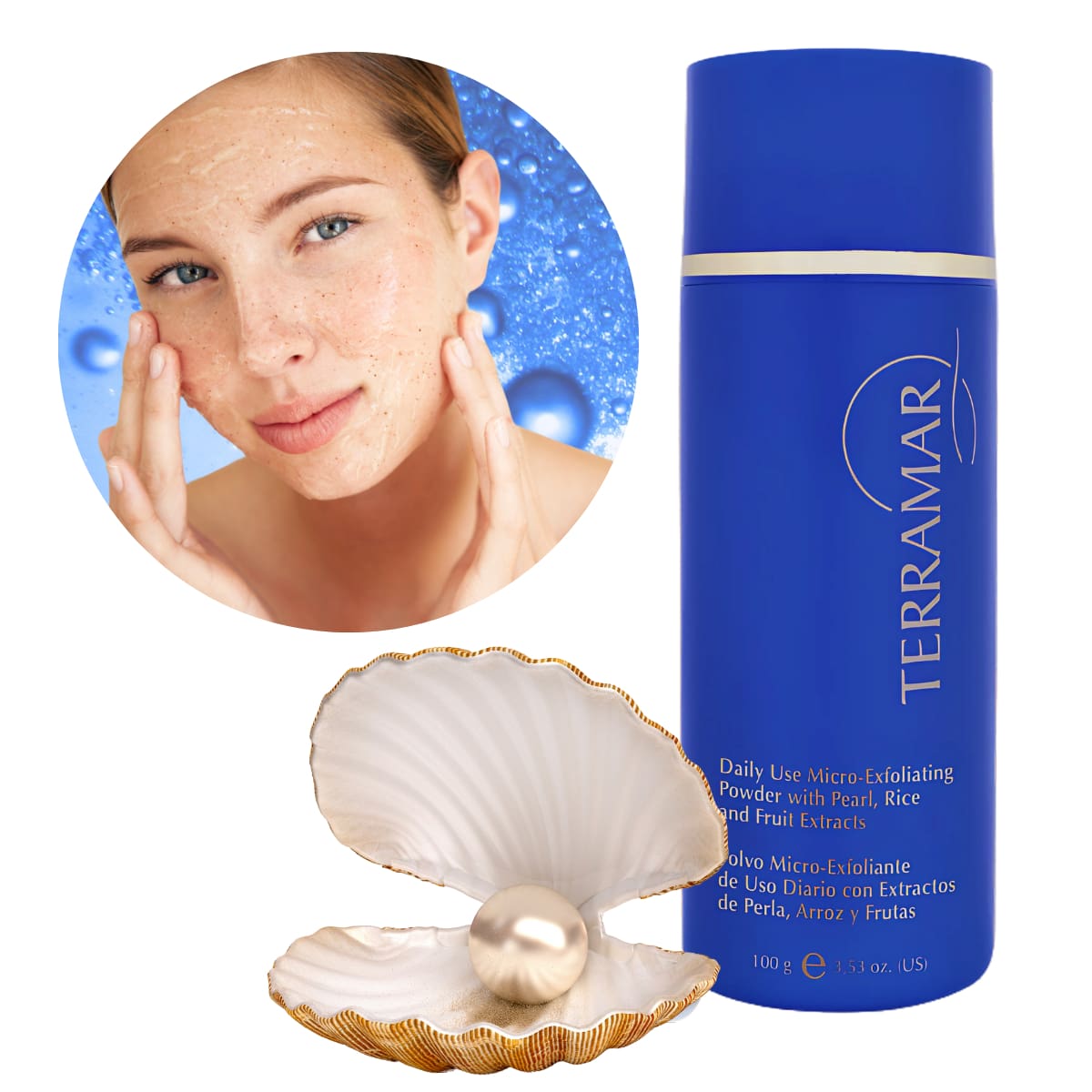 Polvo Micro Exfoliante Facial Terramar Aclara Todo Tipo de Piel 100g Original - Azul - Ver 1