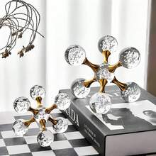 1 件新品透明泡泡彩色分子球，优雅时尚的水晶球装饰套装，现代金属分子设计，适用于客厅、办公室柜、情人节、节日、豪华家居装饰、售楼处、酒店、入口、实验室、主题商店、创意金属饰品、几何十字水晶分子球、哑光球、金字塔、抽象水晶、教师节、感恩节、儿童、男孩、女孩、情侣、婚礼的生日礼物 - 白色 - 查看 3