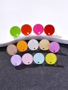 20pcs 14mm Candy-Colored Silver Powder Acrylic Steel Ear Studs Women's Fashion Jewelry DIY Earring Components