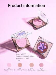 VEECCI 柔和色彩 悸动哑光腮红粉 高度着色 持久自然腮红 - K03 Sea Salt Rose - 查看 6