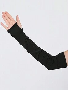 2 Cái/Bộ Khăn trùm đầu thể thao cho nữ, Khăn quàng cổ trơn có găng tay cho phụ nữ Khăn xếp Hồi giáo dài trơn cỡ lớn Khăn trùm đầu bằng vải lưới hình bướm thoáng khí tạo cảm giác lạnh như băng - màu đen - Xem 4