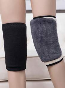 1 buah Pelindung Lutut Bulu Domba Musim Dingin dengan Perekat Velcro, Penopang Lutut Tebal dan Hangat untuk Kaki Dingin, Unisex - MultiWarna - View 7