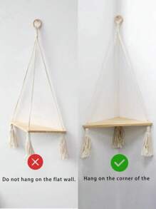 1pc Handmade Wooden Hanging Wall Storage Rack, Boho Style Triangle Panel Multi-Layer Wall Mounted Wall Art Decor Shelf, Suitable For Home, Bedroom, Garden, Room Decor, Personalized Display Rack, Back To School Season, Home Decor, Christmas, Thanksgiving, Gifts, Wall Hanging Decoration - Multicolor - View 11