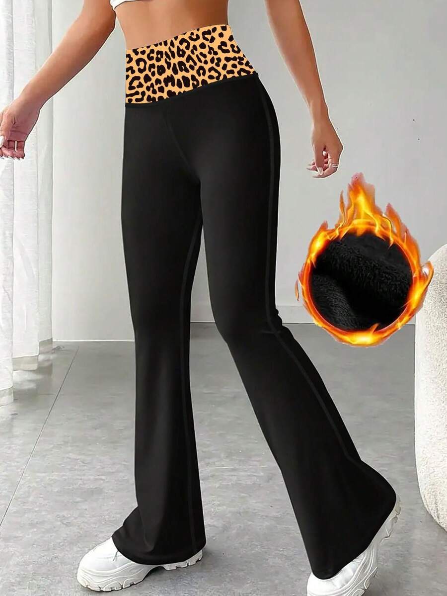 女士休闲高腰修身弹力塑腰提腰瘦身喇叭裤 - 彩色 - 查看 1