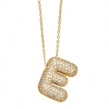 1pc Golden Plated Balloon 26 Alphabet Letter Pendant Necklace For Women Chunky Full Shiny Artificial Zirconia Choker Chains Jewelry - Alphabet Pendant Necklace - View 17