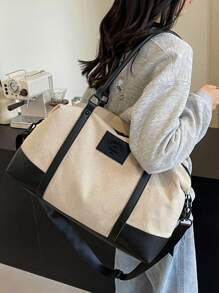 Fashionable Color Block Style Travel Bag With Large Capacity, Can Be Carried By Hand, Shoulder Or Cross-Body, Suitable For Short-Term Travel, Vacation, Gym And Other Occasions Back To School School Bag Travel Essentials Travel Organizer For Beach Summer Vacation For Suitcase Overnight Bag Gym Bag Duffle Bag Weekend Bag Duffel Bag For Luggage Carry On Bag College Bag Luggage Bags Weekender Bag Hospital Bag Holiday Winter Back To School Supplies