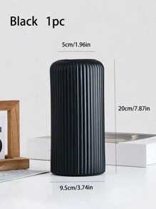 1 chiếc bình nhựa sọc trang trí đơn giản để cắm hoa, trang trí nhà cửa, bình hoa, đồ trang trí trung tâm, trang trí bàn - màu đen - Xem 3